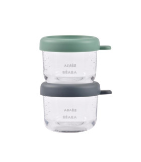 Pack de 2 tarritos cristal 150 ml gris/verde