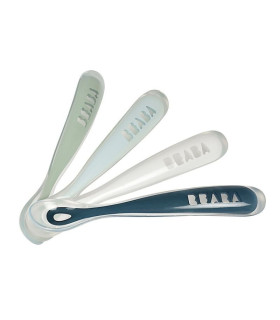Juego de 4 cucharas silicona 1era edad Rainbow (amarillo/azul/blanco/azul oscuro)