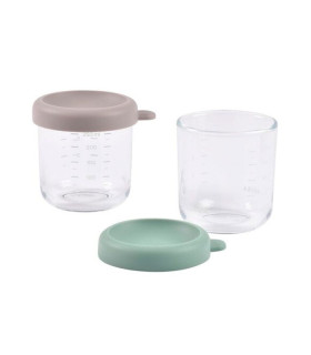 Tarros de cristal Béaba 250ml pack 2ud Gris/Verde