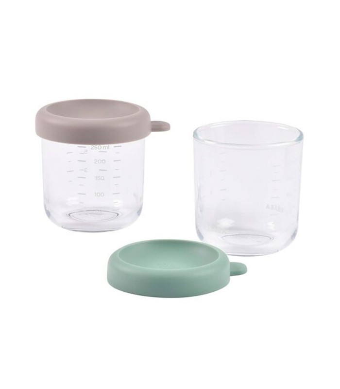 Tarros de cristal Béaba 250ml pack 2ud Gris/Verde