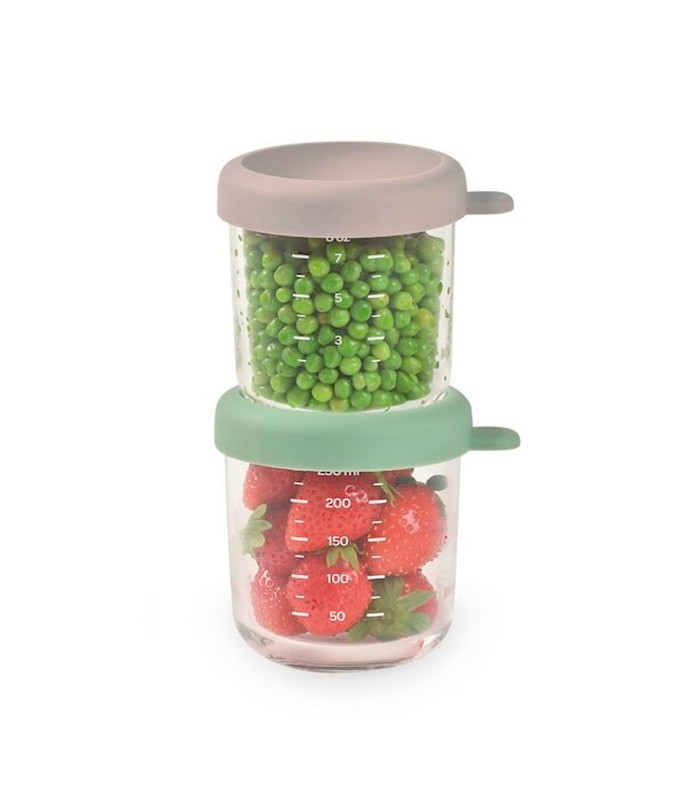 Tarros de cristal Béaba 250ml pack 2ud Gris/Verde