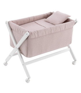 MINICUNA TIJERA MADERA UNIC ROSA/BCO 55x87x74 CM