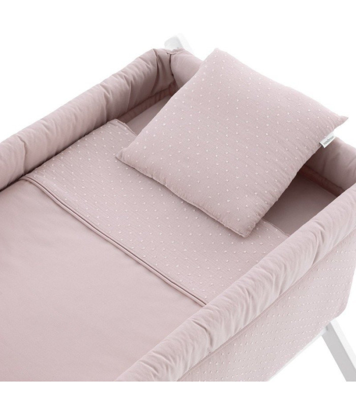 MINICUNA TIJERA MADERA UNIC ROSA/BCO 55x87x74 CM