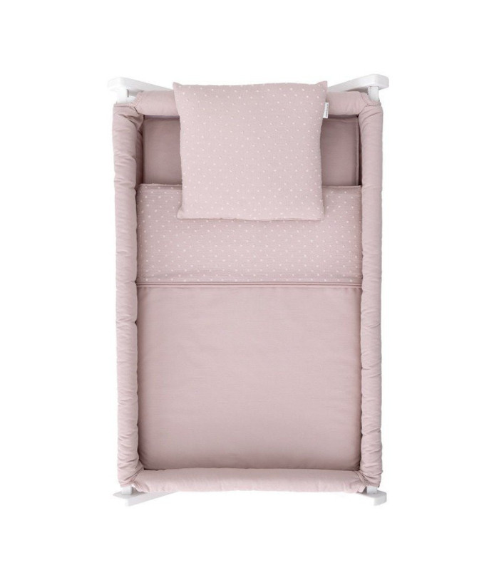 MINICUNA TIJERA MADERA UNIC ROSA/BCO 55x87x74 CM