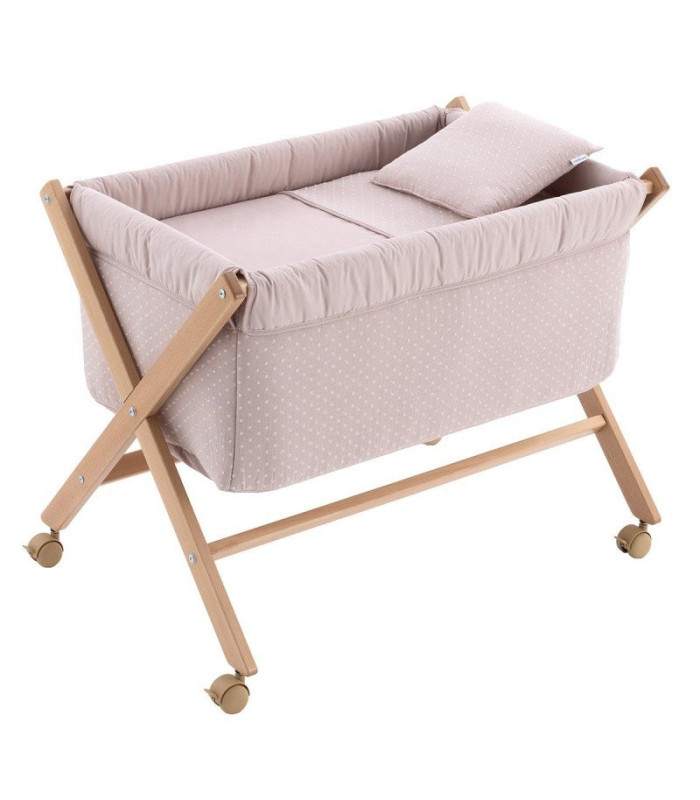 MINICUNA TIJERA MADERA UNIC ROSA/NATURAL 55x87x74 CM