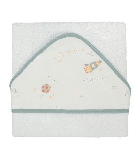 Capa de baño bebé bordada Orbit Blanco · Bimbidreams
