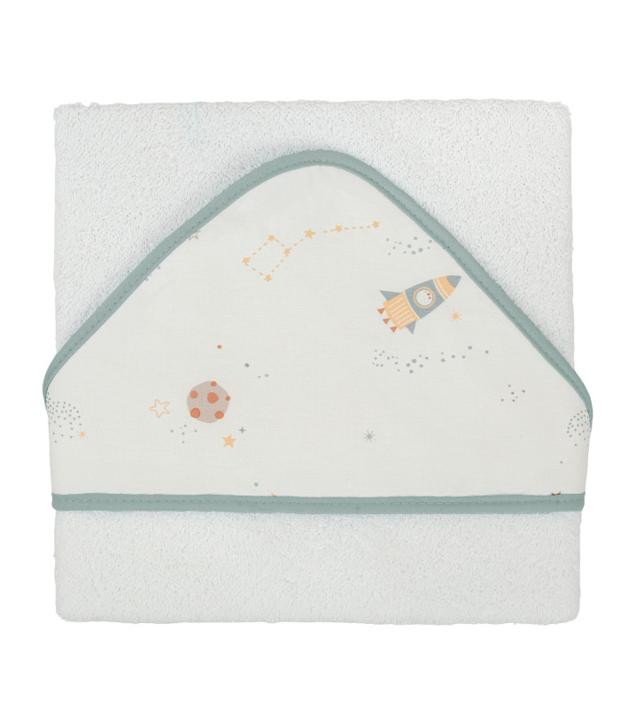 Capa de baño bebé bordada Orbit Blanco · Bimbidreams