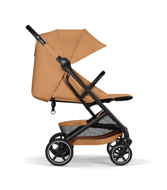 Cybex Beezy Cinnamon Yellow, silla de paseo compacta, con el respaldo reclinado en horizontal