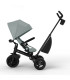 Triciclo Kinderkraft Aveo 2 Plus verde con el respaldo semirreclinado y la capota bajada