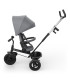 Triciclo Kinderkraft Aston 2 Plus gris con el asiento giratorio orientado hacia los padres y capota desplegada