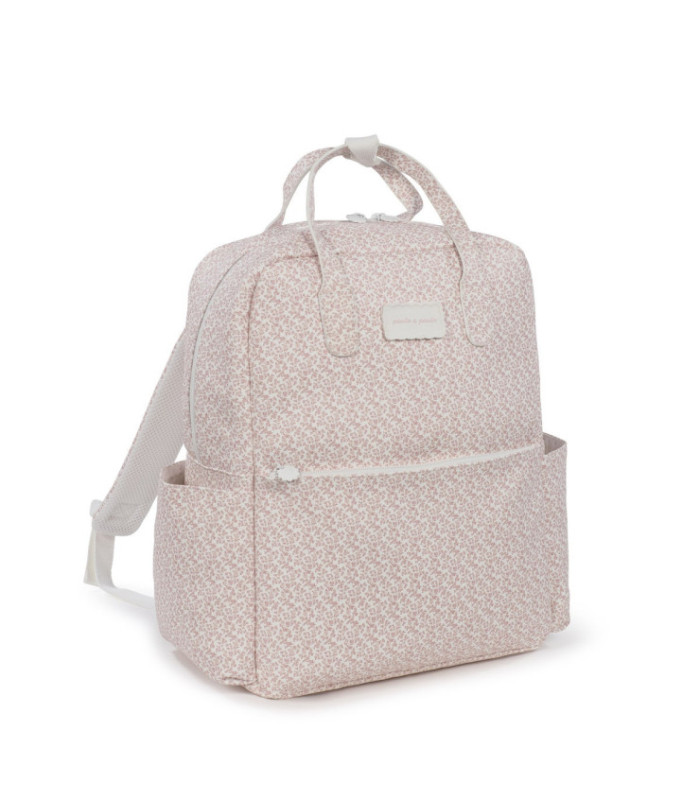 Mochila maternidad Maison Tender estampado Flores vista lateral
