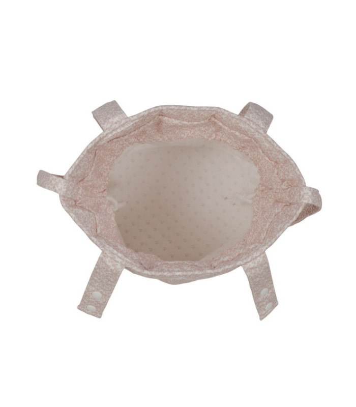 Bolso bucket para carrito Maison Tender estampado Flores detalle del cierre de cordón y las asas