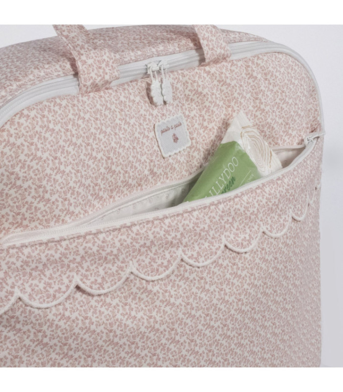 Maleta de hospital para bebé Maison Tender estampado Flores detalle de bolsillos y apertura