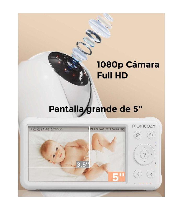 Cámara 1080p y pantalla de 5 pulgadas del vigilabebés Momcozy BM01