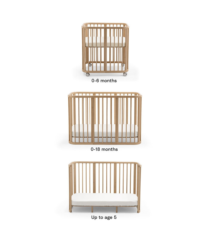 Etapas de la Stokke Nighti: minicuna, cuna y cama infantil hasta los 5 años