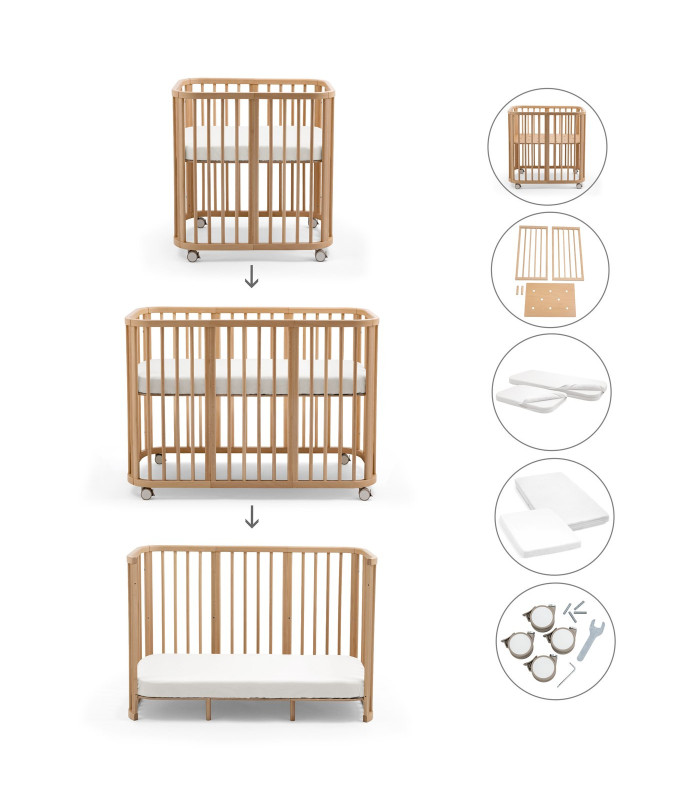 Cómo pasa la Stokke Nighti Mini a cuna y a cama infantil con el kit de extensión