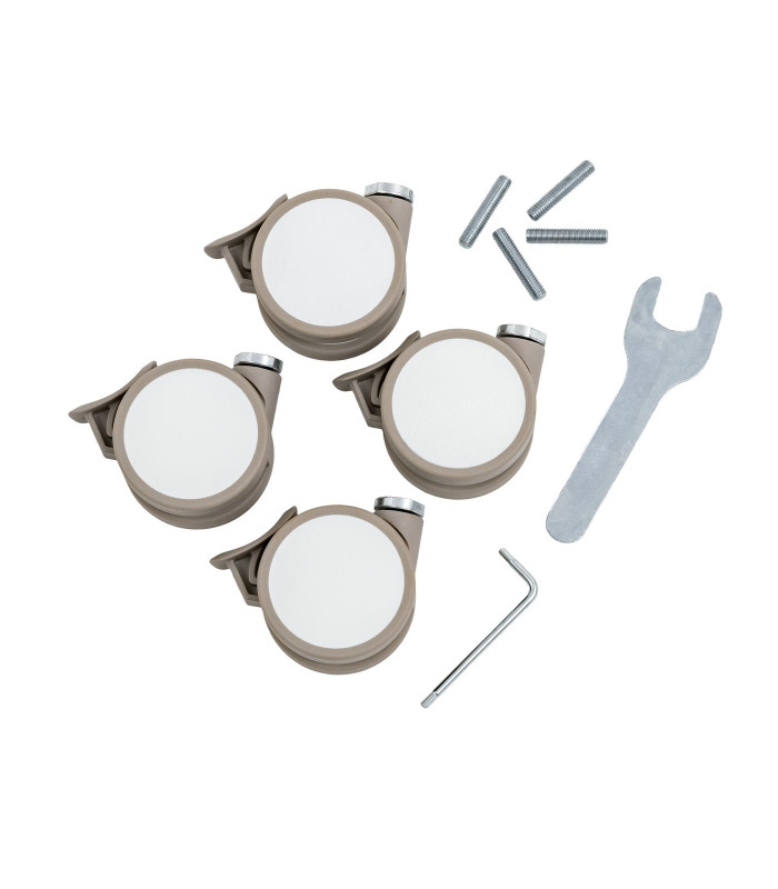 Juego de 4 ruedas Stokke Nighti en beige con la llave y la herramienta de montaje