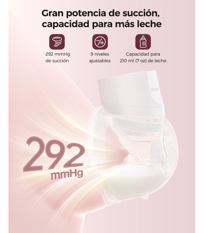 Momcozy S12 Pro Quick: succión de 292 mmHg, 9 niveles y 210 ml