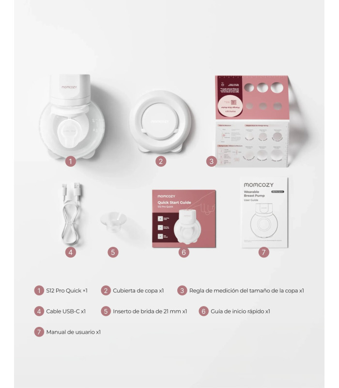 Qué incluye el Momcozy S12 Pro Quick individual
