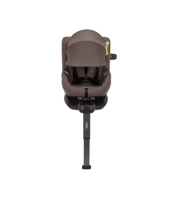 Nuna RELX Wind Chestnut con la capota UPF 50+ desplegada