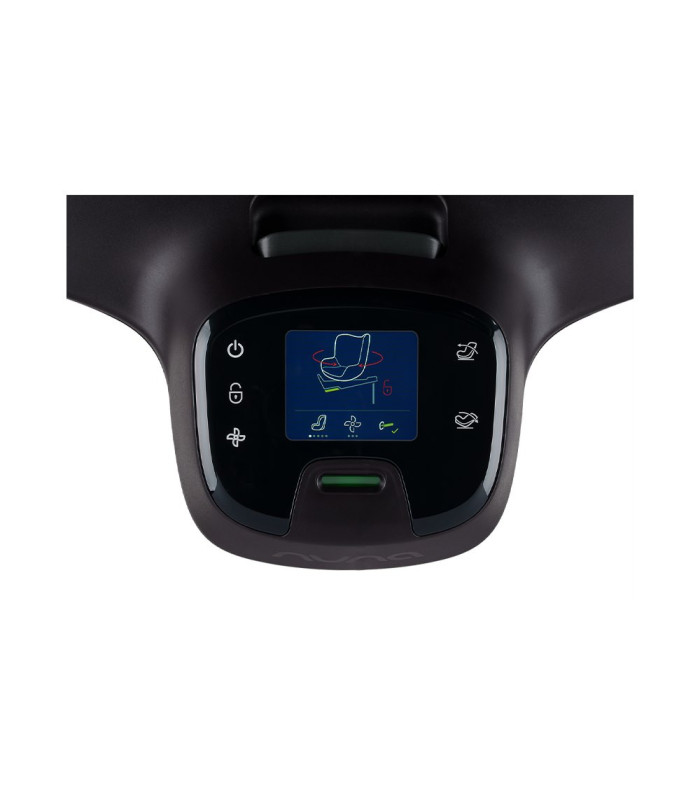 Pantalla de la base de la Nuna RELX Wind con los avisos de instalación ISOFIX y pata