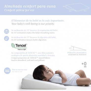 Almohada Confort Cuna 55X37X8.5 Cm Liso E Blanco