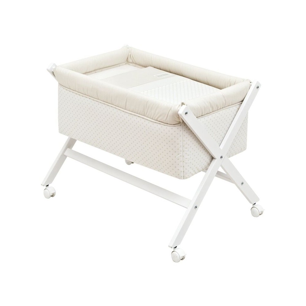 Mini cuna de tijera de madera Lucía Choco celeste. DOSEL NO INCLUIDO -  Serie 27 Lucía Celeste en Babyline