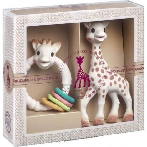 Pack regalo mordedor Sophie la girafe + Doudou con agarra chupete - Sophie  la girafe - Bebexpert