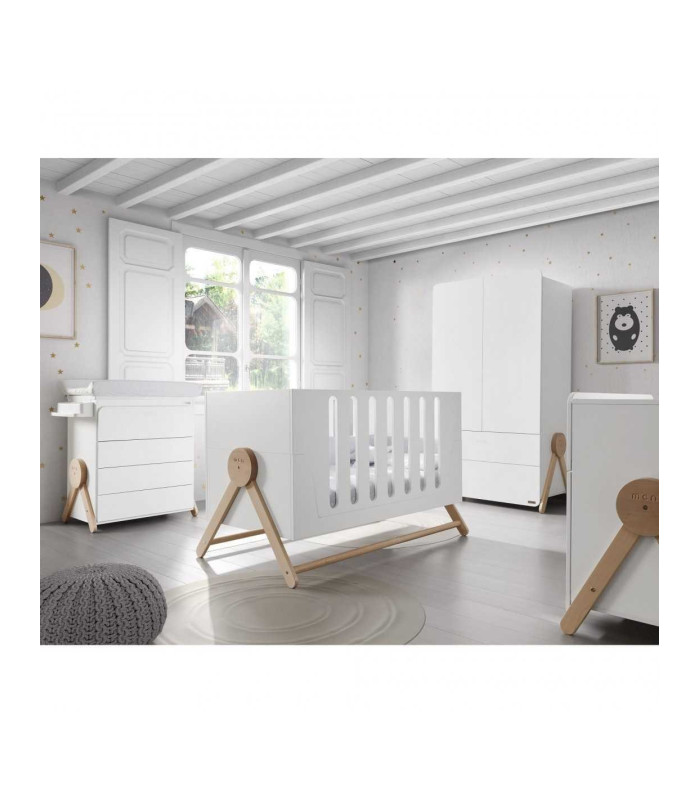 Cuna De 120 X 60 Con Relax System Swing Blanco/Madera