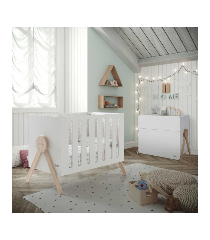Cuna De 120 X 60 Con Relax System Swing Blanco/Madera