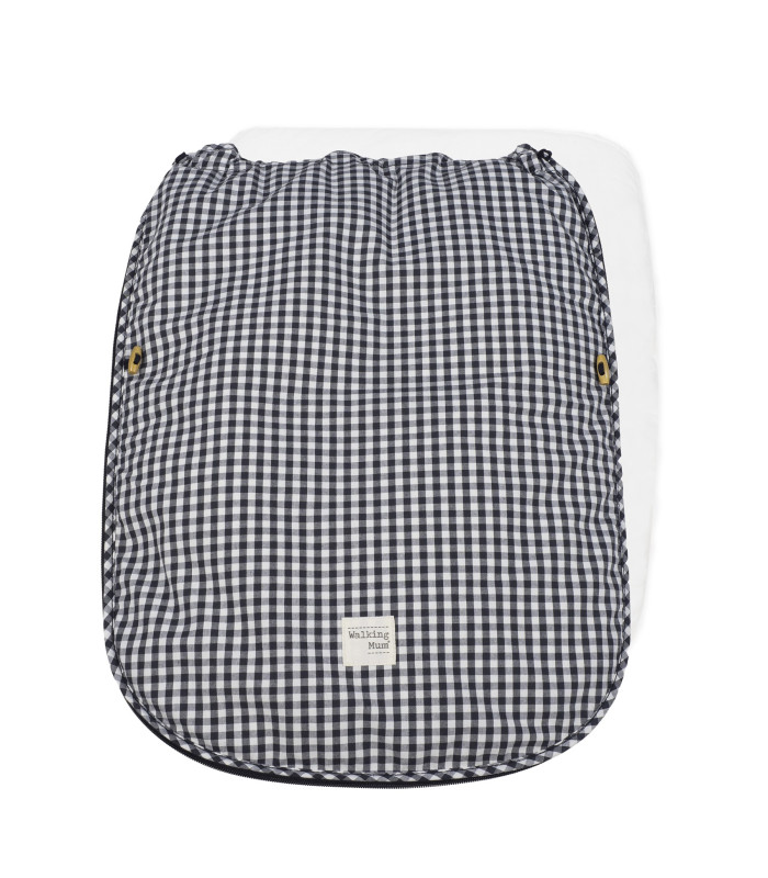 Cubrepiés del saco entretiempo Walking Mum I Love Vichy negro visto de frente