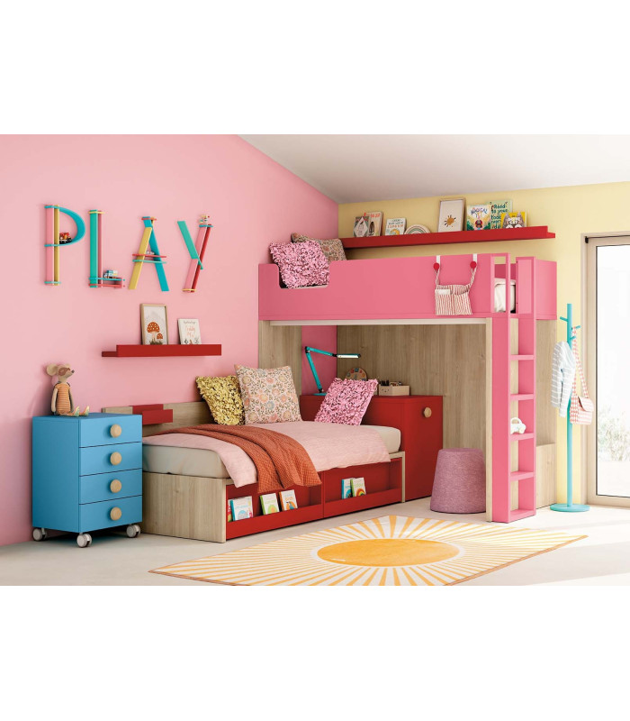 Habitación Litera Juvenil Delulu 44 Ros