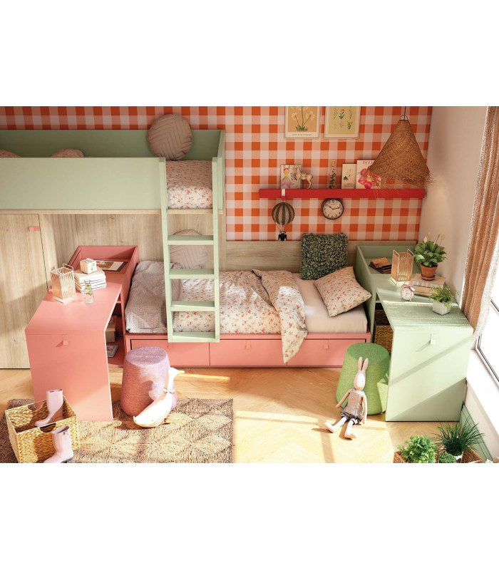 Habitación Litera Juvenil Delulu 54 Ros
