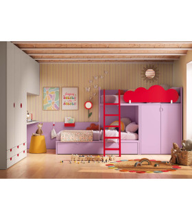 Habitación Litera Juvenil Delulu 56 Ros