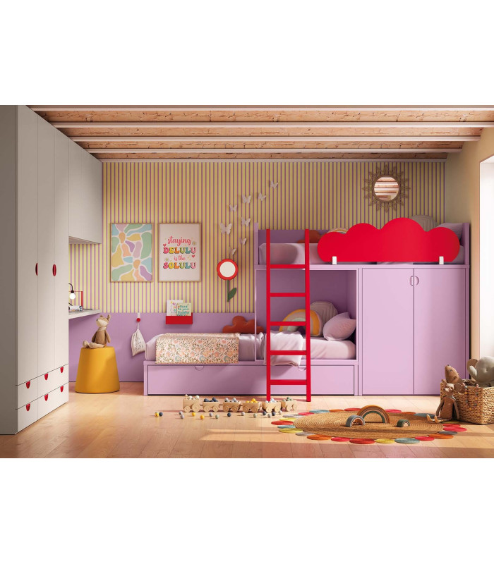 Habitación Litera Juvenil Delulu 56 Ros