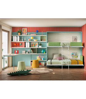 Habitación Litera Abatible Juvenil Delulu 68 Ros