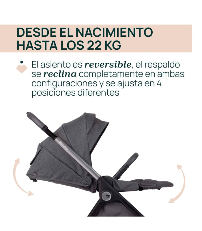 Carro de bebé Chicco Bellagio 2 piezas | Silla + Capazo Flexi | Nenelandia