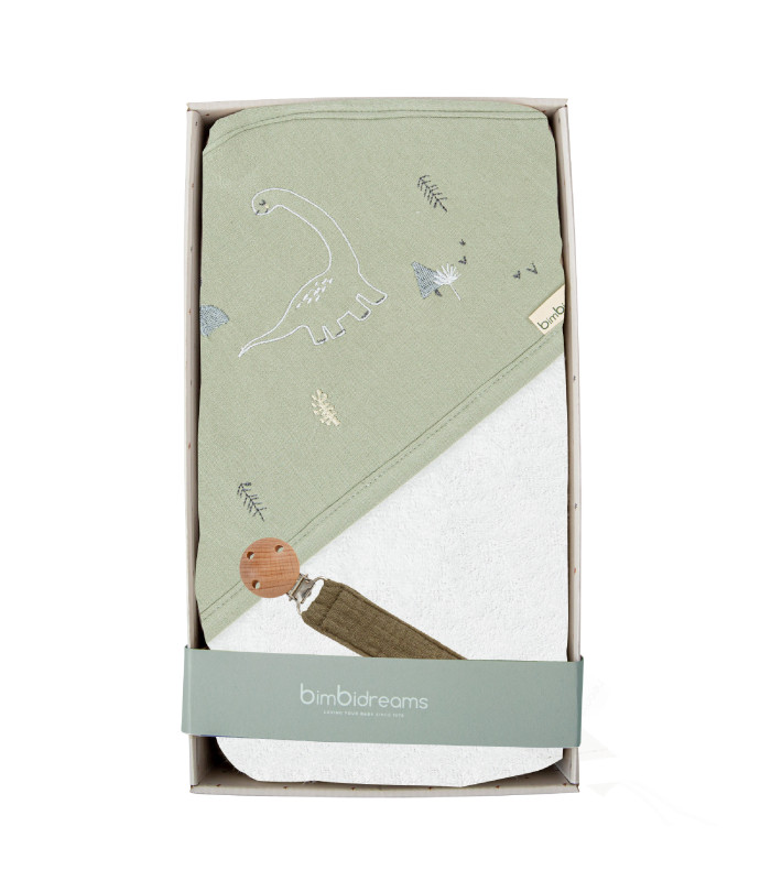 Capa de baño con sujetachupetes - set regalo Trex | Nenelandia