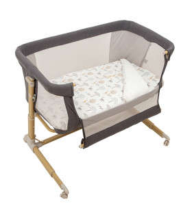 Minicuna Colecho metal con bajera y funda nórdica Tanzania Gris Minicuna Colecho (53x85x80)