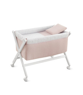 Minicuna Tijera Madera Plumeti Rosa/Bco 55X87X74 Cm