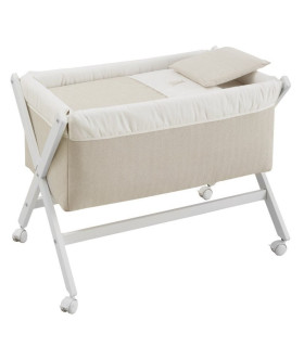 Minicuna Tijera Madera Lino Beige/Bco