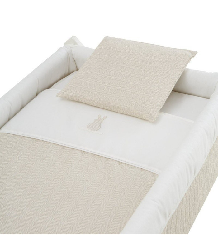 Minicuna Tijera Madera Lino Beige/Bco