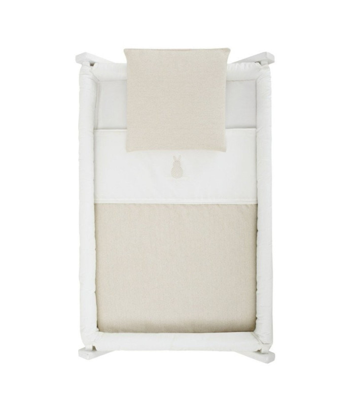 Minicuna Tijera Madera Lino Beige/Bco