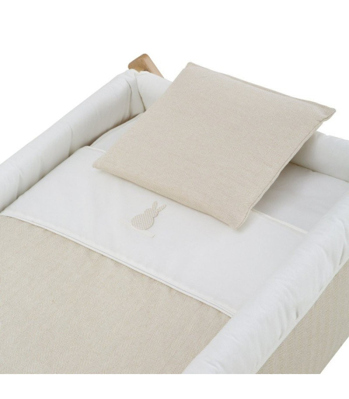 Minicuna Tijera Madera Lino Beige/Natural