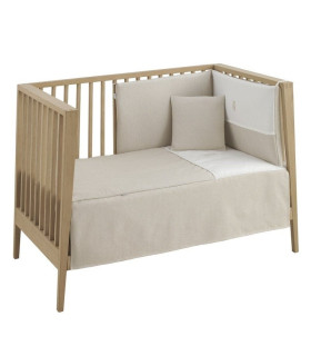Jgo 2 Pcs.Colcha I-V. Cuna 60 Lino Beige