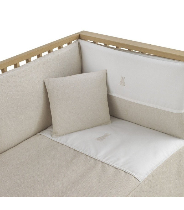 Jgo 2 Pcs.Colcha I-V. Cuna 60 Lino Beige