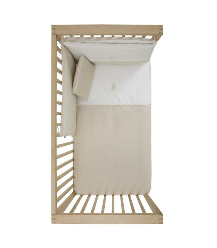 Jgo 2 Pcs.Colcha I-V. Cuna 60 Lino Beige