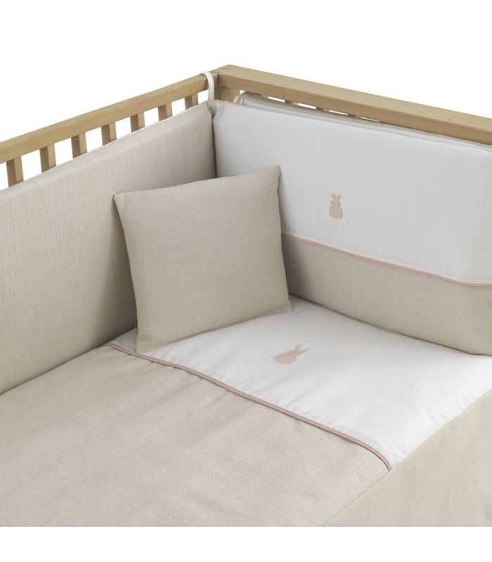 Cambrass Juego 2 Piezas Colcha Invierno-Verano Cuna 60 Lino Rosa Outlet
