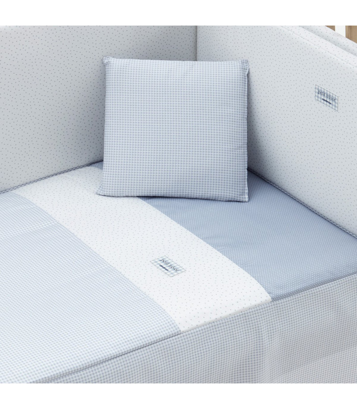 Cambrass Juego 2 Piezas Colcha Invierno-Verano Cuna 70 Vichy 10 Celeste Outlet