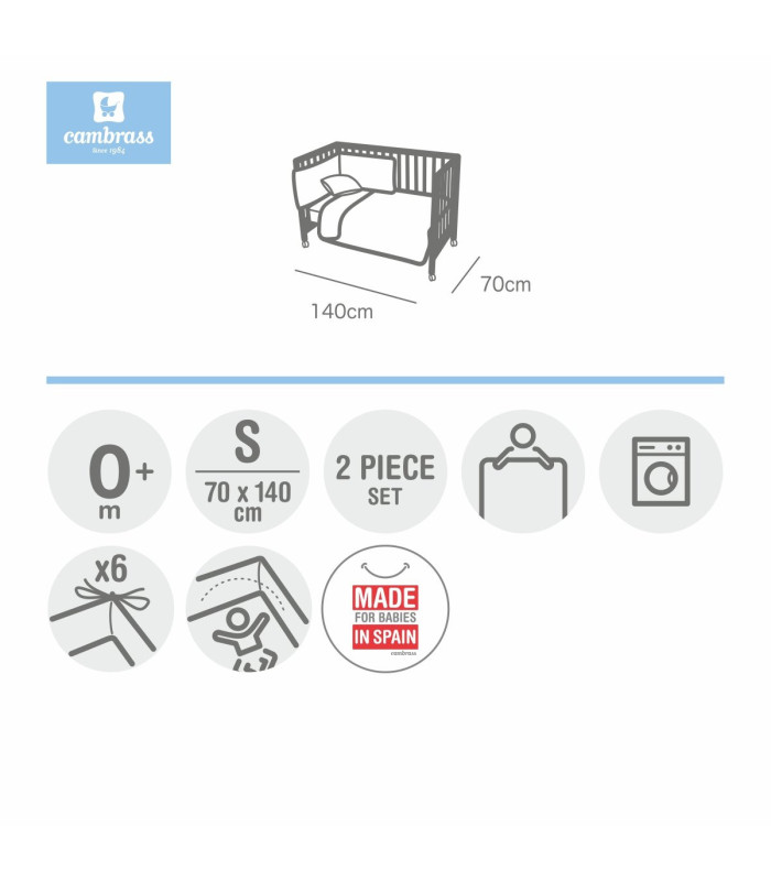 Cambrass Juego 2 Piezas Funda Nórdica Cuna 70 Essentia Gris Outlet